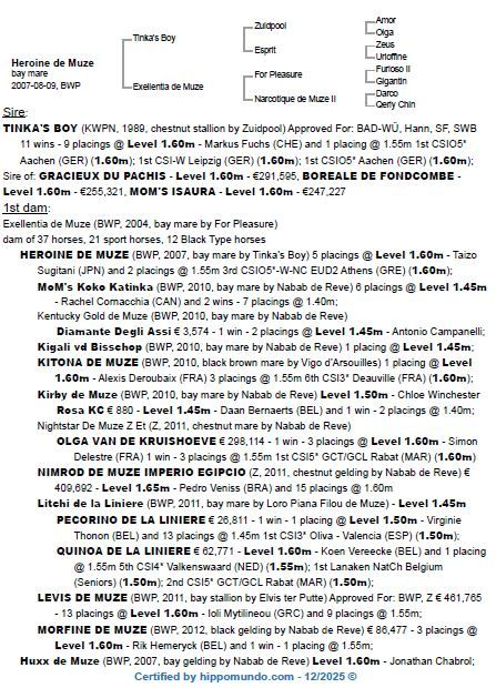 BT pedigree Heroine de Muze